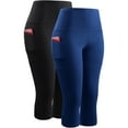 thumbnail image 1 of NELEUS Womens High Waist Yoga Capris Tummy Control Workout Stretch Capri Leggings with Pockets,Black+Blue,US Size XL, 1 of 6