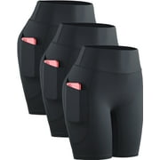 NELEUS Womens High Waist Yoga Spandex Shorts for Workout Compression with Pockets,3 packs, Black,US Size XL