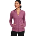 thumbnail image 1 of NELEUS Womens Hooded Athletic Jackets Workout Jacket Full Zip with Thumb Holes and Pockets,Rose Red,US Size L, 1 of 8