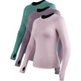 thumbnail image 1 of NELEUS Womens Long Sleeve Shirt With Thumb Hole for Workout Yoga Running Quick-Drying,Light Pink+Purple+Dark Green,US Size M, 1 of 8