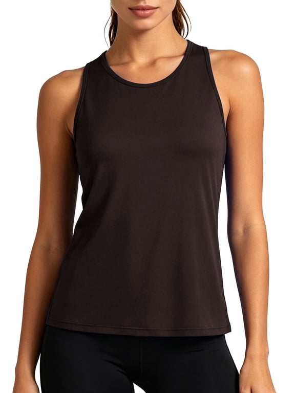 Womens Plus Size Workout Tank Tops for Athletic Yoga Running Gym Sleeveless Shirts Crewneck Racerback,Brownish Gray,US Size 2XL