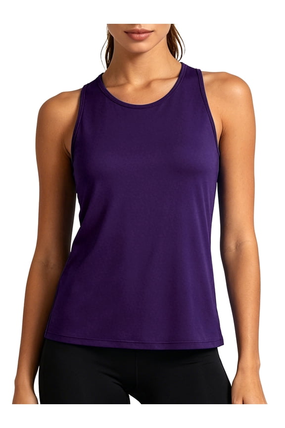 Womens Plus Size Workout Tank Tops for Athletic Yoga Running Gym Sleeveless Shirts Crewneck Racerback,Dark Purple,US Size 2XL