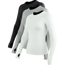 NELEUS Womens Quick-Drying Running Long Sleeve Shirt for Workout With Thumb Hole Cuffs,Black+Gray+White,US Size L