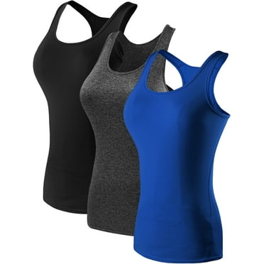 NELEUS Womens Tight Fitting Base Layer Dry Fit Tank Top 3 Pack,Black Gray Blue,US Size 2XL