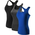 thumbnail image 1 of NELEUS Womens Tight Fitting Base Layer Dry Fit Tank Top 3 Pack,Black+Gray+Blue,US Size XS, 1 of 9