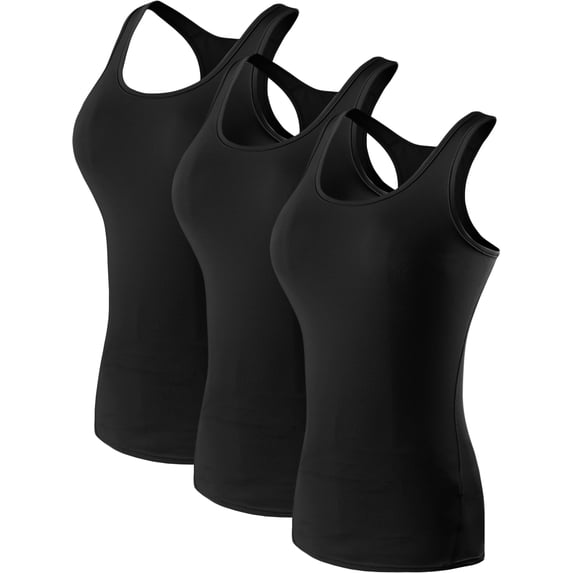 NELEUS Womens Tight Fitting Base Layer Dry Fit Tank Top 3 Pack,Black,US Size L