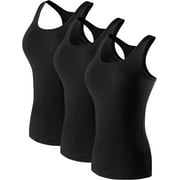 NELEUS Womens Tight Fitting Base Layer Dry Fit Tank Top 3 Pack,Black,US Size XS