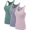 thumbnail image 1 of NELEUS Womens Plus Size Compression Base Layer Dry Fit Tank Top 3 Pack,Blackish Green+Purple+Pink,US Size 3XL, 1 of 9