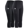 thumbnail image 1 of NELEUS Womens Tummy Control High Waist Capri Yoga Leggings with Pocket,Black+Black,US Size M, 1 of 12