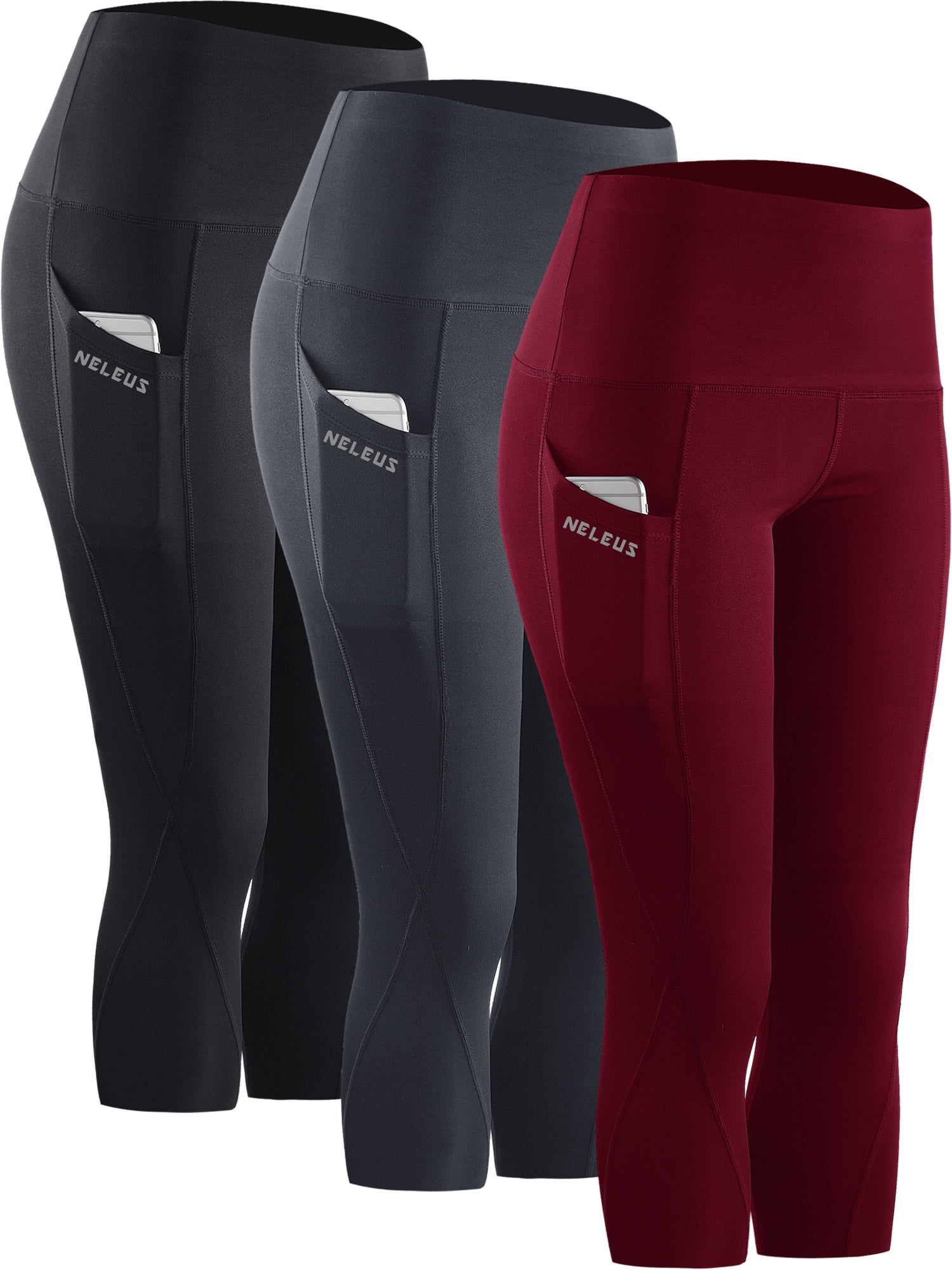 Finerease High Waist Yoga Capri Leggings | Tummy Control, Opaque, Super Soft Peachskin Fabric - View #3