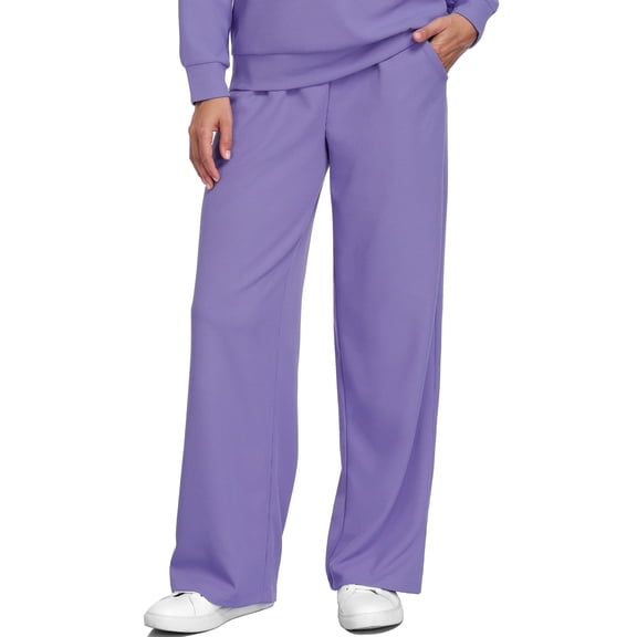 NELEUS Womens Waffle Knit Sweatpants High Waist Wide Leg Loose Comfy Pants with Pockets Casual Athletic,Purple,US Size L