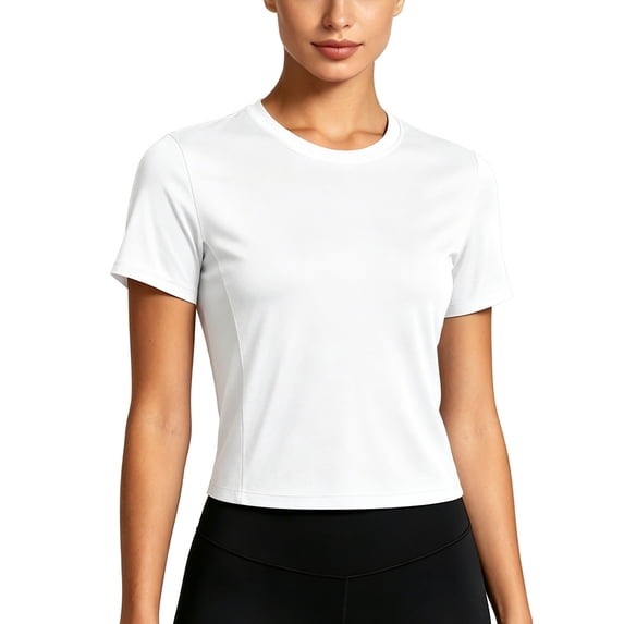 NELEUS Womens Workout Shirts Athletic Running Yoga Short Sleeve Tops Tight Fit Breathable Crewneck,White,US Size M