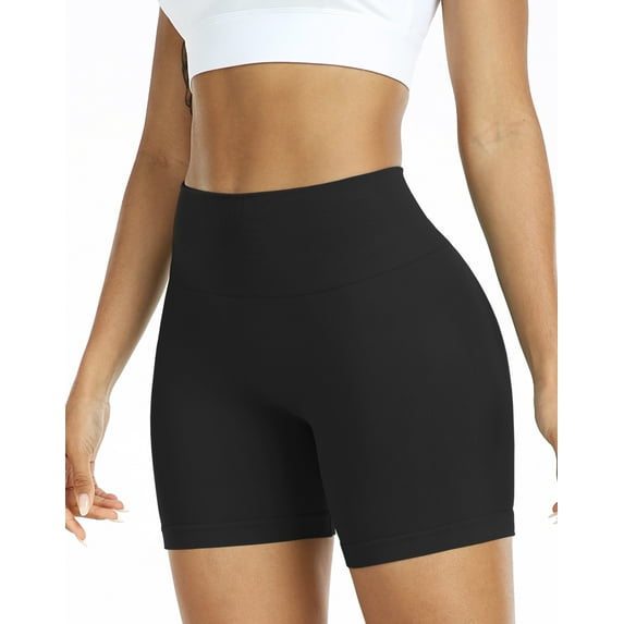 NELEUS Womens Workout Shorts High Waist Athletic No Front Seam Scrunch Butt Yoga Shorts 1 Pack, Black, US Size L