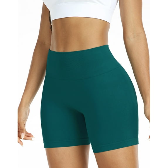 NELEUS Womens Workout Shorts High Waist Athletic No Front Seam Scrunch Butt Yoga Shorts 1 Pack, Dark Green, US Size L