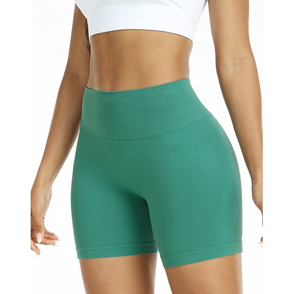 NELEUS Womens Workout Shorts High Waist Athletic No Front Seam Scrunch Butt Yoga Shorts 1 Pack, Lake Green, US Size S