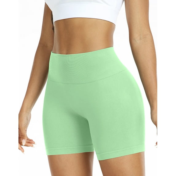 NELEUS Womens Workout Shorts High Waist Athletic No Front Seam Scrunch Butt Yoga Shorts 1 Pack, Light Green, US Size XL