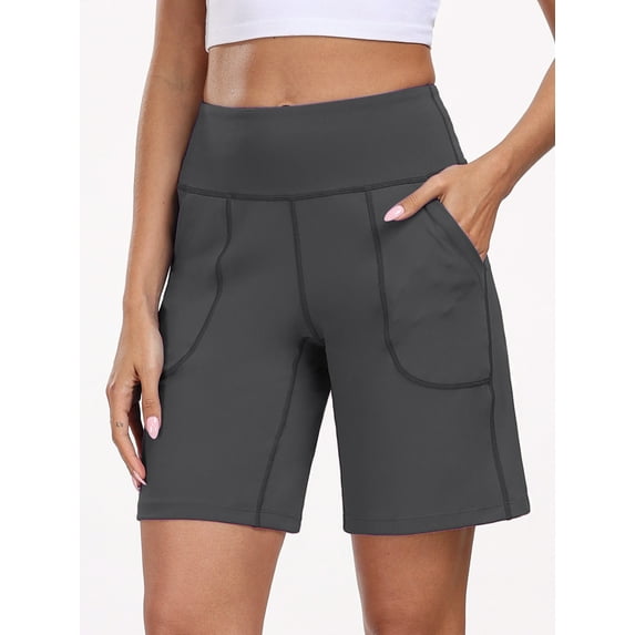 NELEUS Womens Workout Shorts Wide Leg Athletic Yoga Shorts High Waisted Short with Pockets,Gray,US Size 2XL