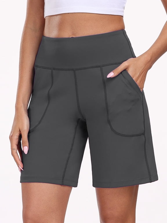Womens Plus Size Workout Shorts Wide Leg Athletic Yoga Shorts High Waisted Short with Pockets,Gray,US Size 2XL