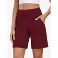 thumbnail image 1 of NELEUS Womens Workout Shorts Wide Leg Athletic Yoga Shorts High Waisted Short with Pockets,Wine Red,US Size 2XL, 1 of 7