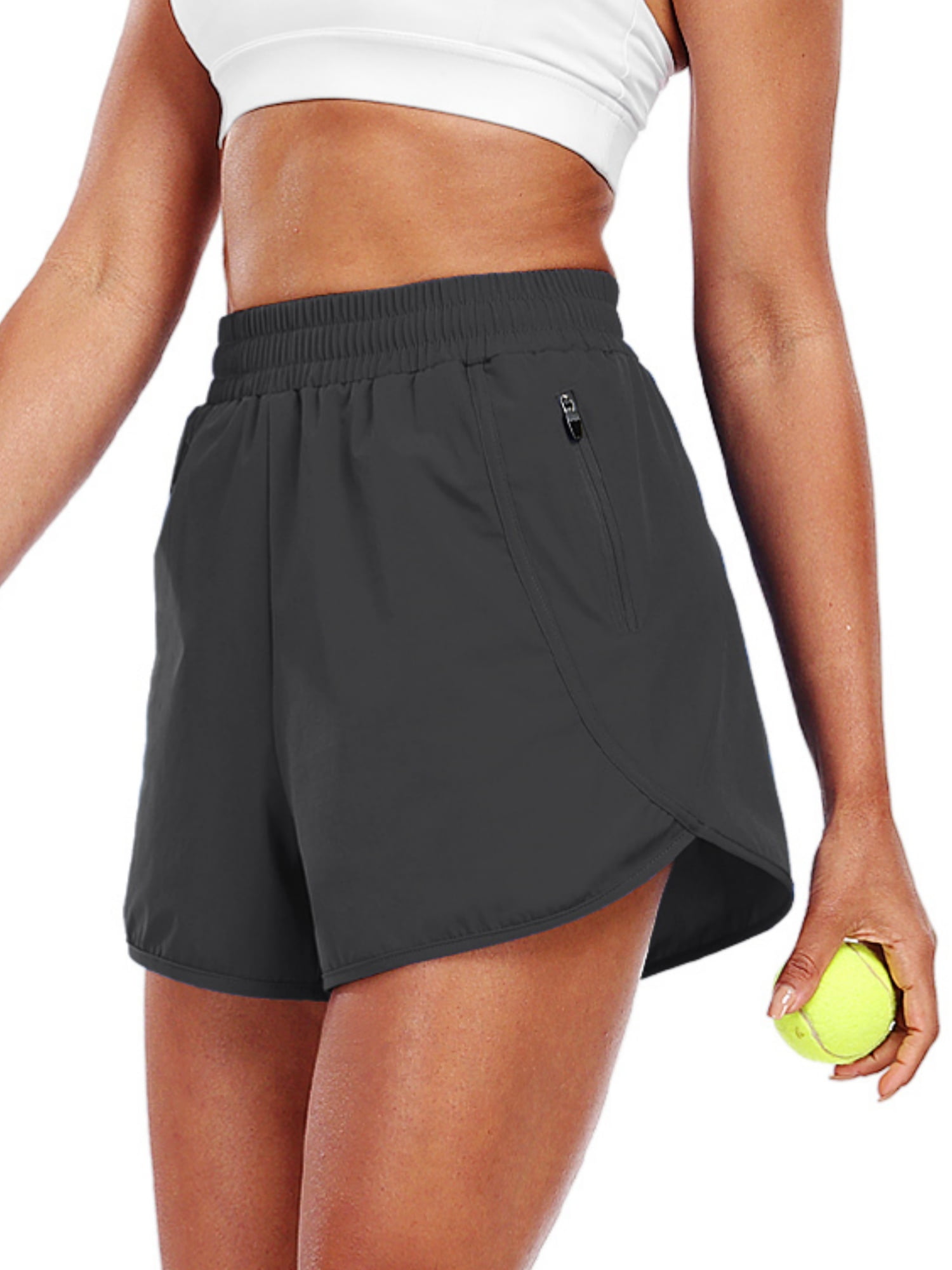NELEUS Womens Workout Shorts for Athletic Yoga Running Casual Short with Side Pocket,Dark Gray,US Size XL