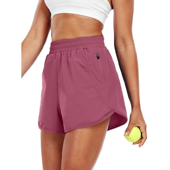 NELEUS Womens Workout Shorts for Athletic Yoga Running Casual Short with Side Pocket,Pink,US Size L