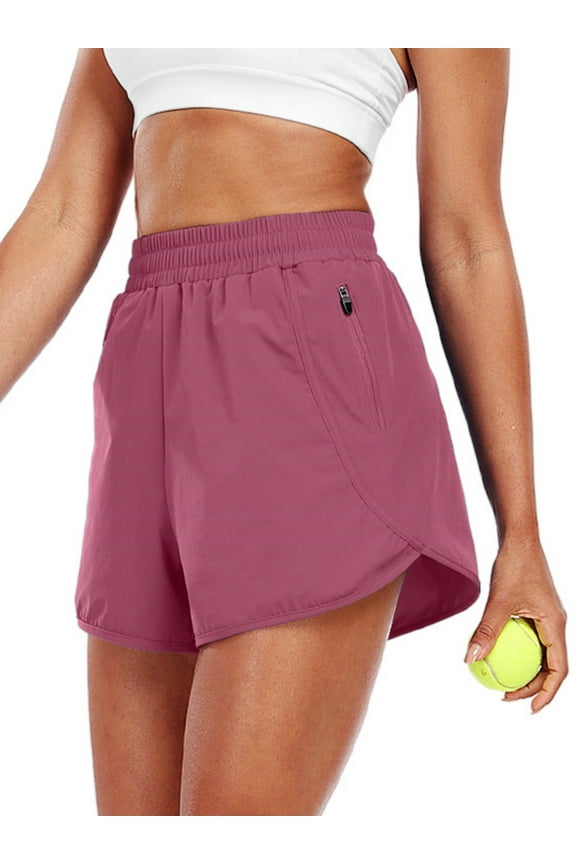 Womens Workout Shorts for Athletic Yoga Running Casual Short with Side Pocket,Pink,US Size M