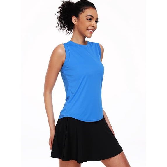NELEUS Womens Workout Tank Tops UPF50+ Loose Fit High Neck for Athletic Yoga Casual Tops,Blue,US Size M