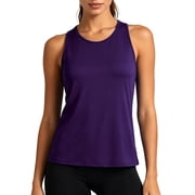 Womens Workout Tank Tops for Athletic Yoga Running Gym Sleeveless Shirts Crewneck Racerback,Dark Purple,US Size S