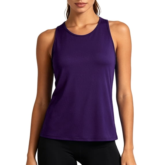 NELEUS Womens Workout Tank Tops for Athletic Yoga Running Gym Sleeveless Shirts Crewneck Racerback,Dark Purple,US Size S