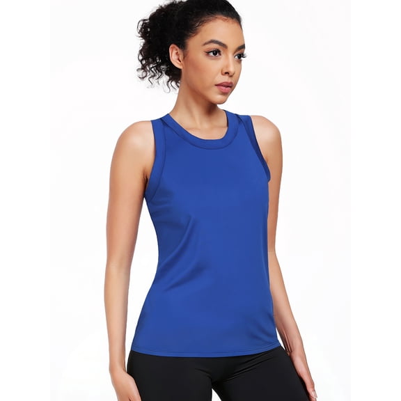 NELEUS Womens Workout Tops Racerback Athletic Tank Tops Loose Fit for Yoga Casual,Blue,US Size L
