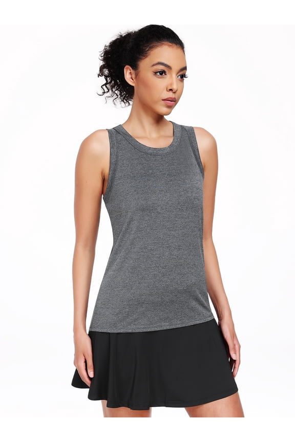 Womens Workout Tops Racerback Athletic Tank Tops Loose Fit for Yoga Casual,Gray,US Size M