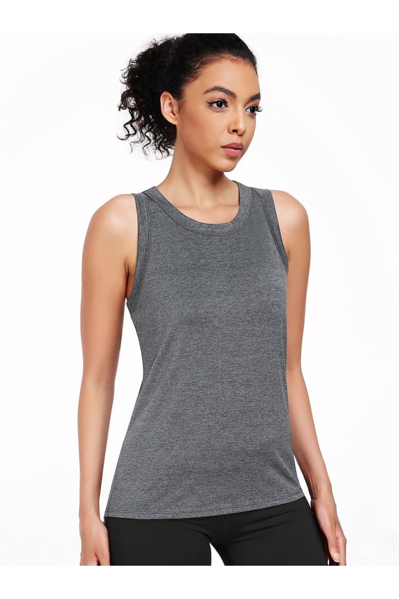 Womens Workout Tops Racerback Athletic Tank Tops Loose Fit for Yoga Casual,Gray,US Size XL