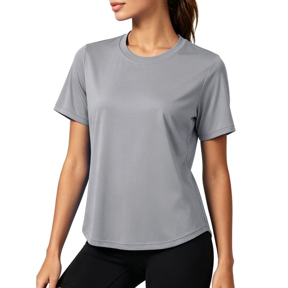 NELEUS Womens Workout Tops UPF 50+ Short Sleeve Shirts for Athletic Yoga Running Loose Fit Quick Dry T-Shirts,Gray,US Size L