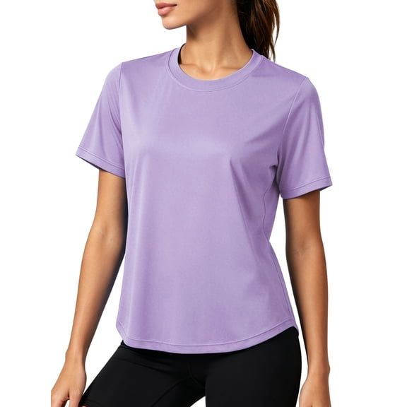 NELEUS Womens Workout Tops UPF 50+ Short Sleeve Shirts for Athletic Yoga Running Loose Fit Quick Dry T-Shirts,Purple,US Size L