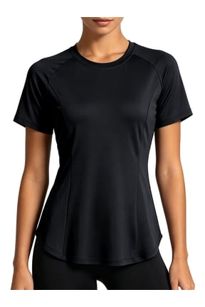 Womens Plus Size Workout Tops for Activewear Athletic Gym Tee Casual Tops Loose Fit Quick Dry Crew Neck,Black,US Size 2XL