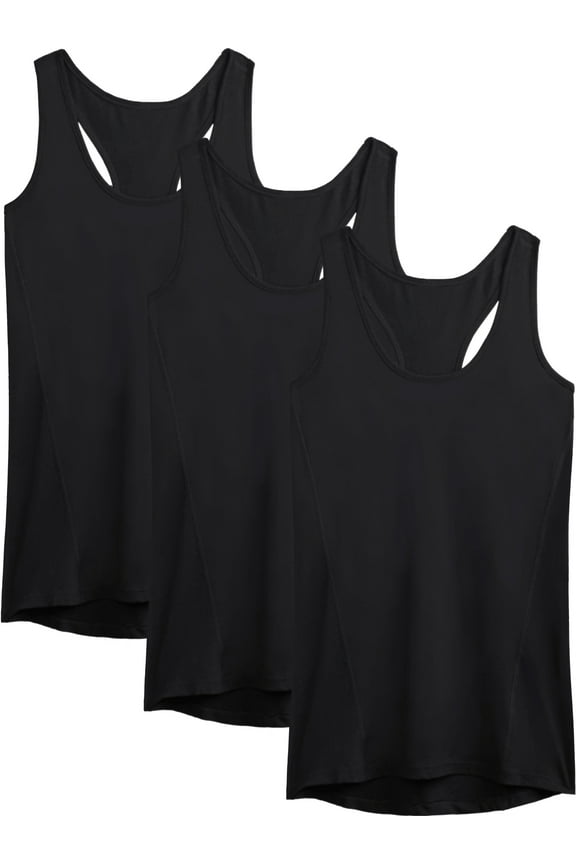 Womens Workout Yoga Tank Top Racerback Running Athletic Shirts 3 Pack,Black,US Size M