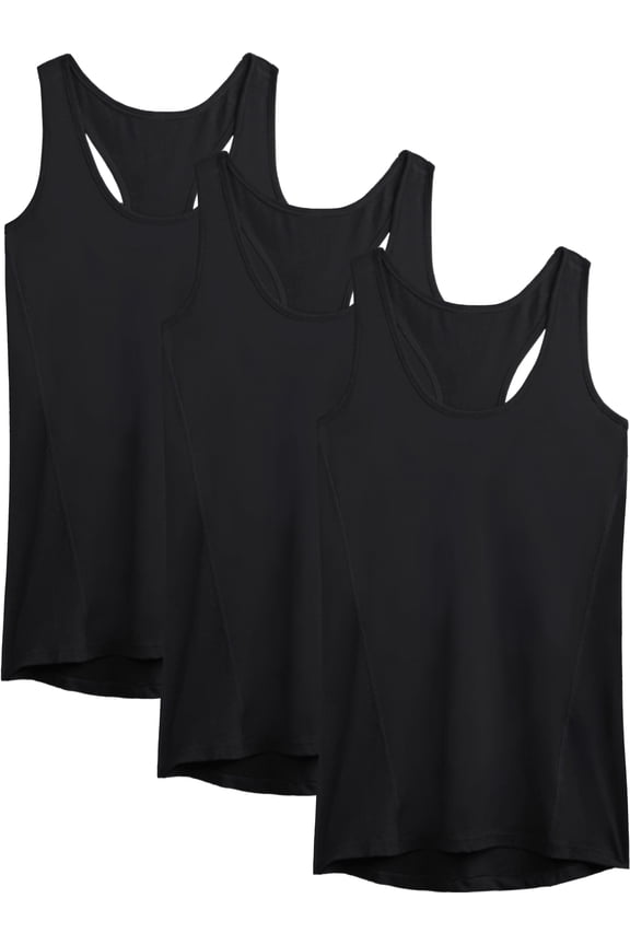 Womens Workout Yoga Tank Top Racerback Running Athletic Shirts 3 Pack,Black,US Size S