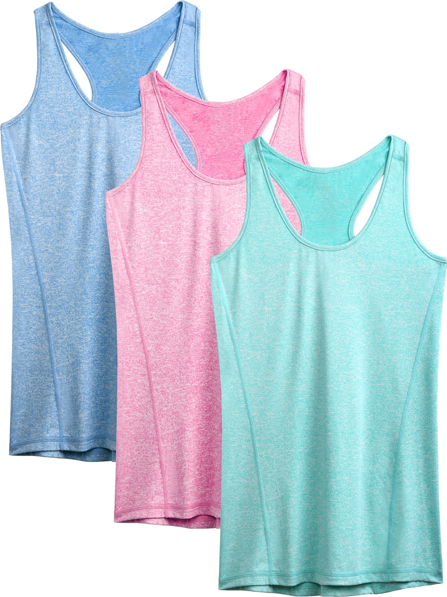 Womens Workout Yoga Tank Top Racerback Running Athletic Shirts 3 Pack,Light Blue+Rose Red+Light Green,US Size M