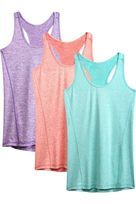 Womens Workout Yoga Tank Top Racerback Running Athletic Shirts 3 Pack,Purple+Orange+Light Green,US Size 2XL
