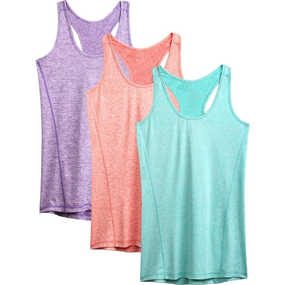 NELEUS Womens Workout Yoga Tank Top Racerback Running Athletic Shirts 3 Pack,Purple+Orange+Light Green,US Size 3XL