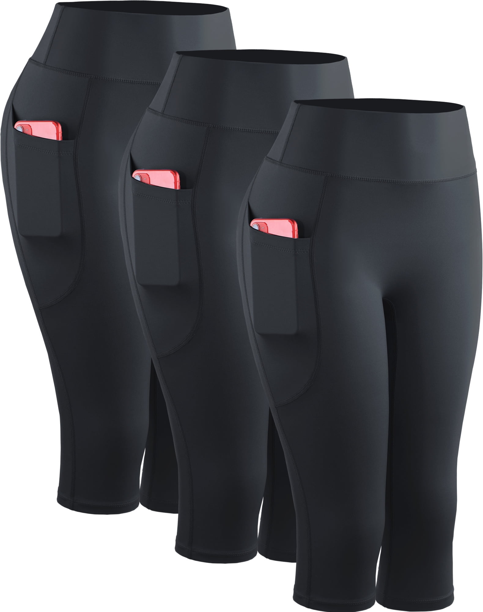 Walmart Coupons of NELEUS High Waist Yoga Capris Leggings for Women, Tummy Control Workout Pants with Pockets, Black, US Size S