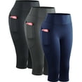 thumbnail image 1 of NELEUS Womens Yoga Capris Leggings For Workout With Pockets Tummy Control High Waist,Black+Gray+Dark Navy Blue,US Size L, 1 of 8