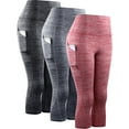 thumbnail image 1 of NELEUS Womens Yoga Capris Workout Leggings Tummy Control High Waist Cropped with Pocket,Black+Gray+Red,US Size S, 1 of 8