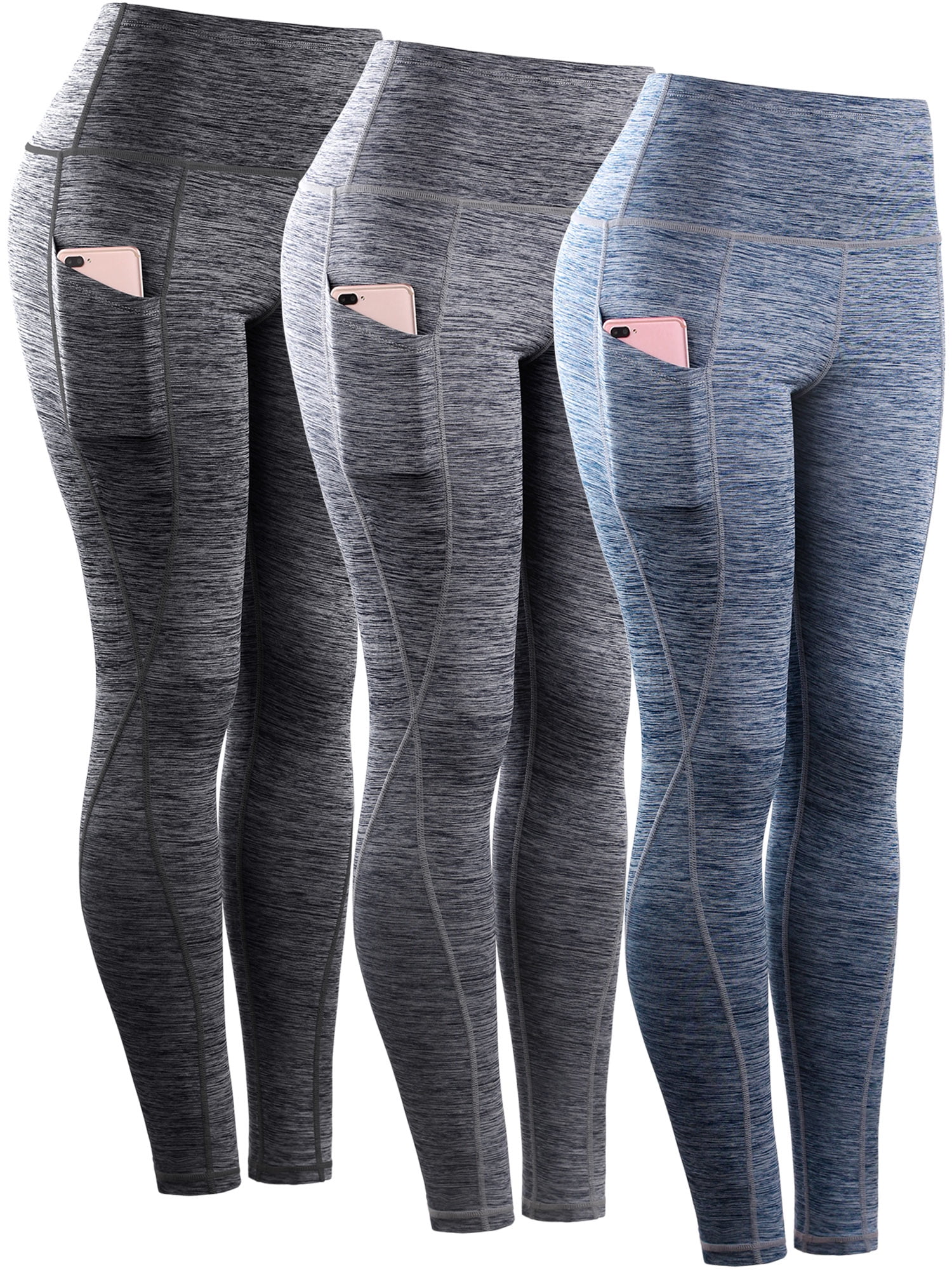 Walmart exclusive discounts  NELEUS Womens Yoga Leggings Ankle High Waist Tummy Control with Side Pocket,Black+Gray+NavyBlue,US Size S