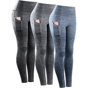 NELEUS Womens Yoga Leggings Ankle High Waist Tummy Control with Side Pocket,Black+Gray+NavyBlue,US Size S