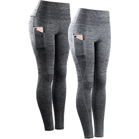 NELEUS Womens Plus Size Yoga Leggings Ankle High Waist Tummy Control with Side Pocket,Black+Gray,US Size 3XL