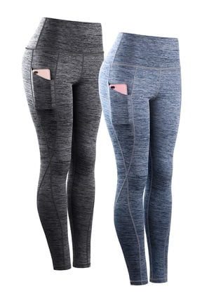Womens Plus Size Yoga Leggings Ankle High Waist Tummy Control with Side Pocket,Black+NavyBlue,US Size 3XL