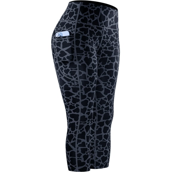 NELEUS Womens Yoga Leggings Capri for Workout High Waist Tie-Dye Printed with Two Pockets,Heart Print,US Size XL