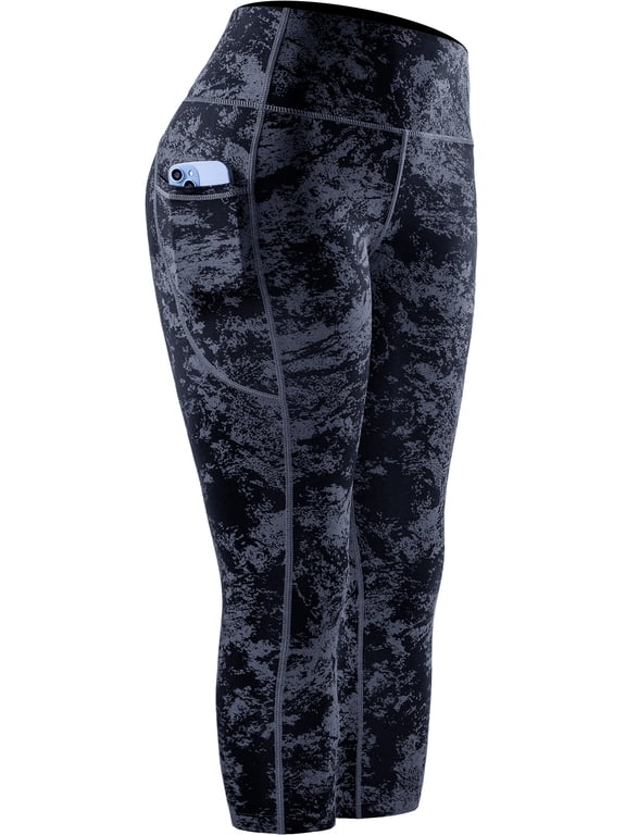 Womens Plus Size Yoga Leggings Capri for Workout High Waist Tie-Dye Printed with Two Pockets,Snowflake Dot Print,US Size 2XL