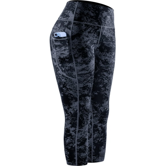 NELEUS Womens Yoga Leggings Capri for Workout High Waist Tie-Dye Printed with Two Pockets,Snowflake Dot Print,US Size XL